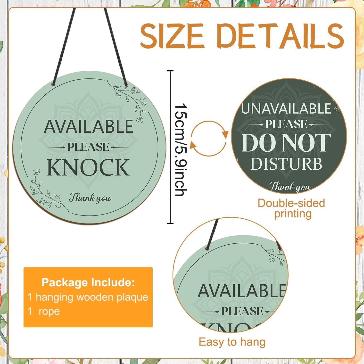 DoubleSided Do Not Disturb Door Hanger Sign Available Please Knock Green
