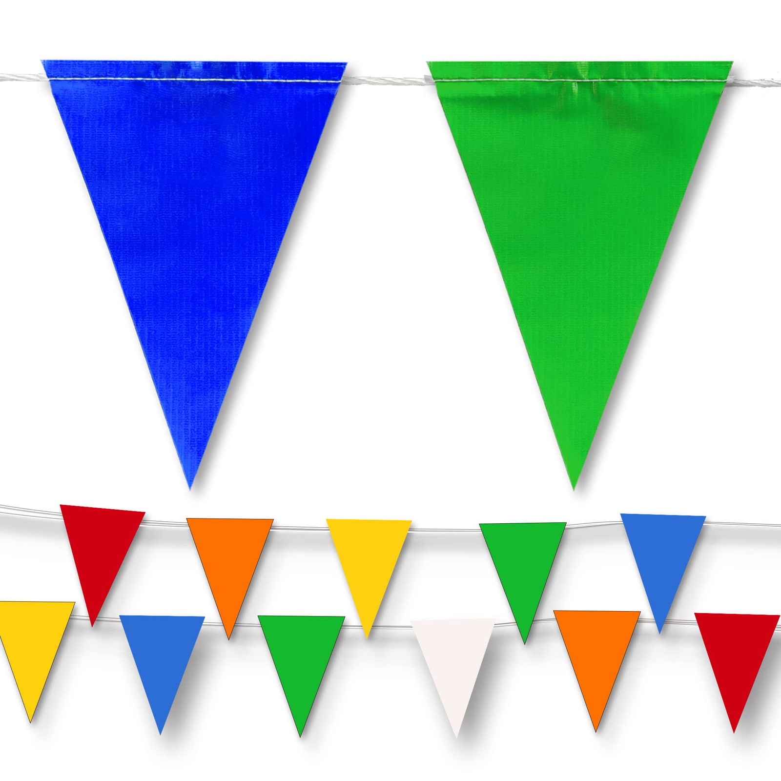 Multicolor Pennant Banner Flags | OSHA 500lb Rated | Strand Fade Resistant 【1…