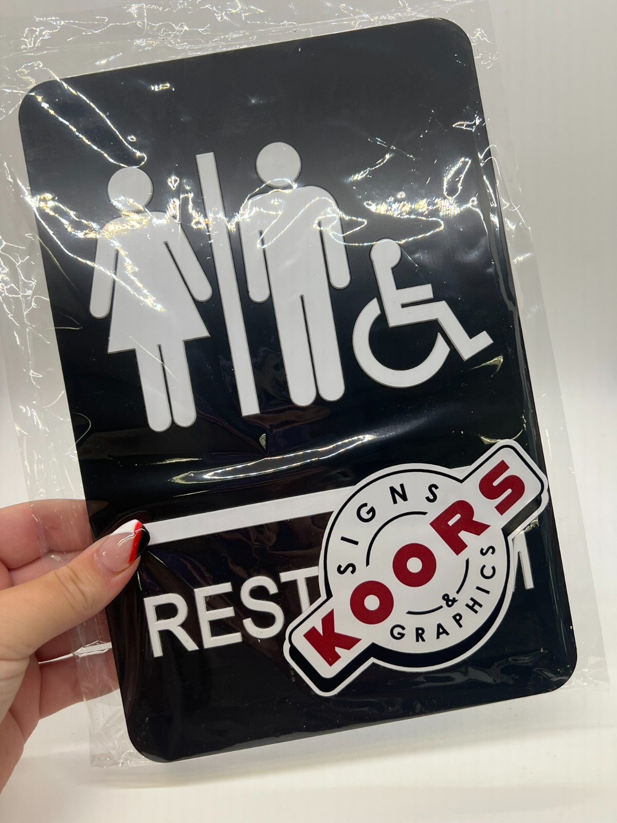ADA Restroom Sign – Black/Bright White – 6×9