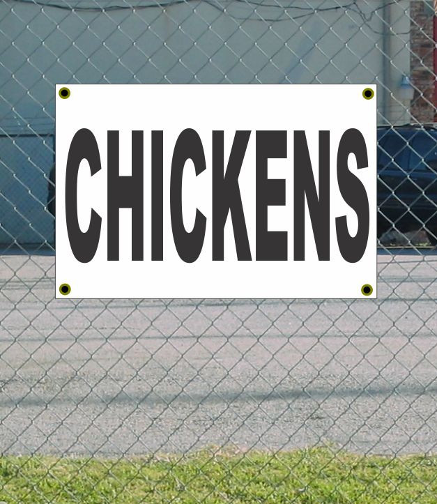 2×3 CHICKENS Black & White Banner Sign NEW Discount Size & Price