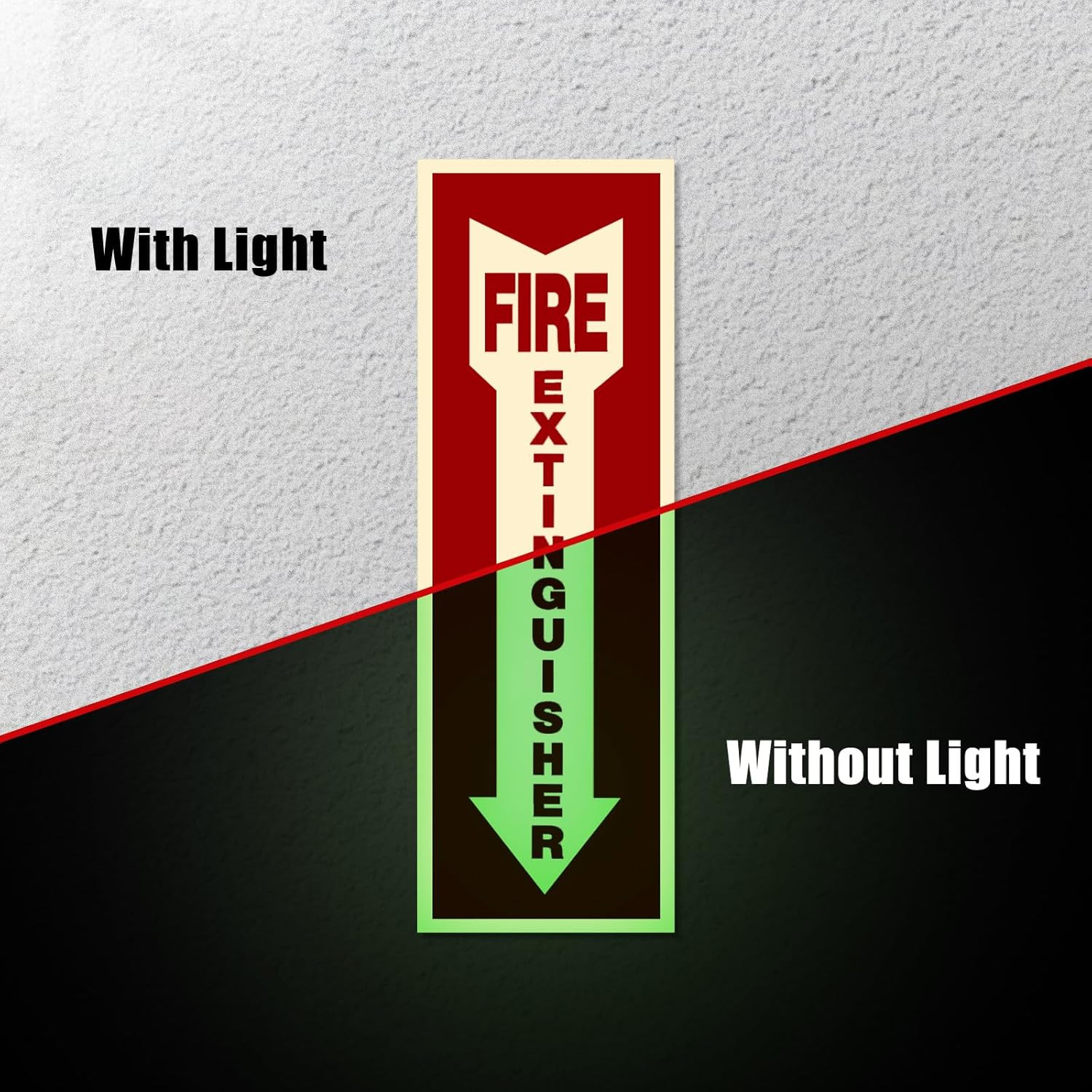 Fire Extinguisher Signs,Safety Sign Sticker Glow in the Dark 12 Pack 4″ X 12″