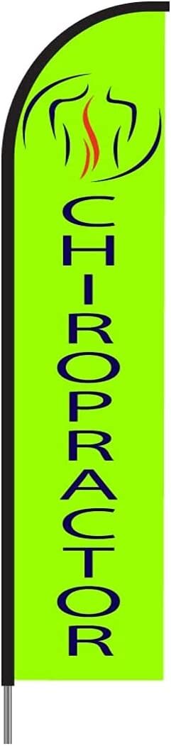 Chiropractor Chiropractic Office Sign Feather Flag Swooper Banner Pole Kit, 15ft