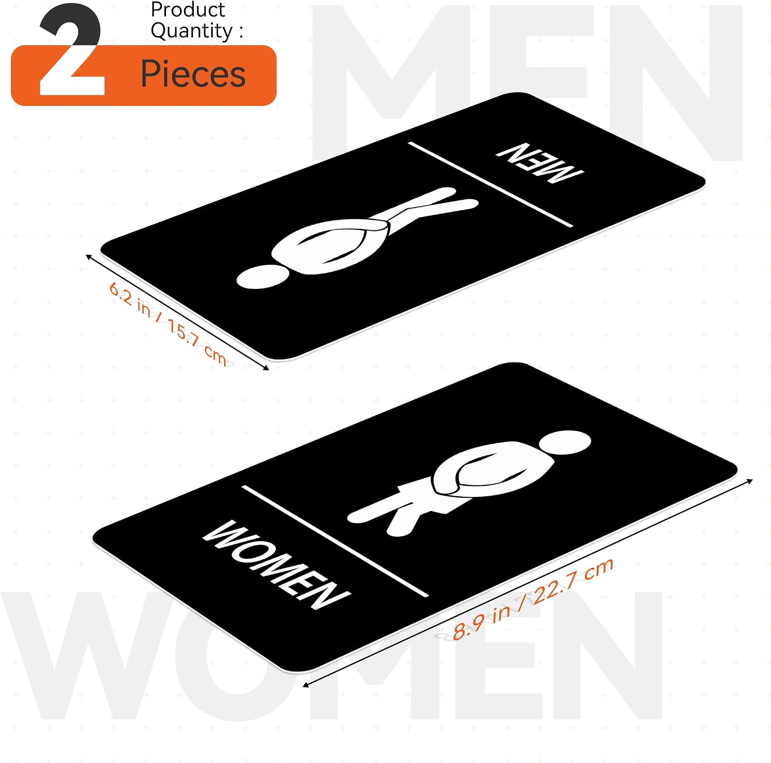 2 PCS Men and Women Restroom Signs for Home and Business, Self-Adhesive Waterpro