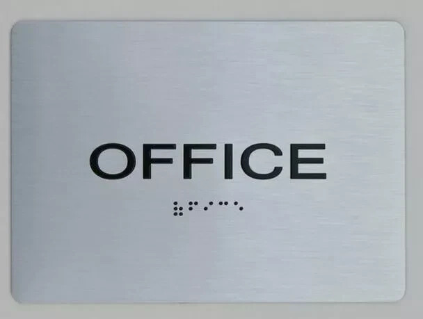 Office Sign – (Aluminum, Brush Silver, Size 5X7) The Sensation line-REF24-1027