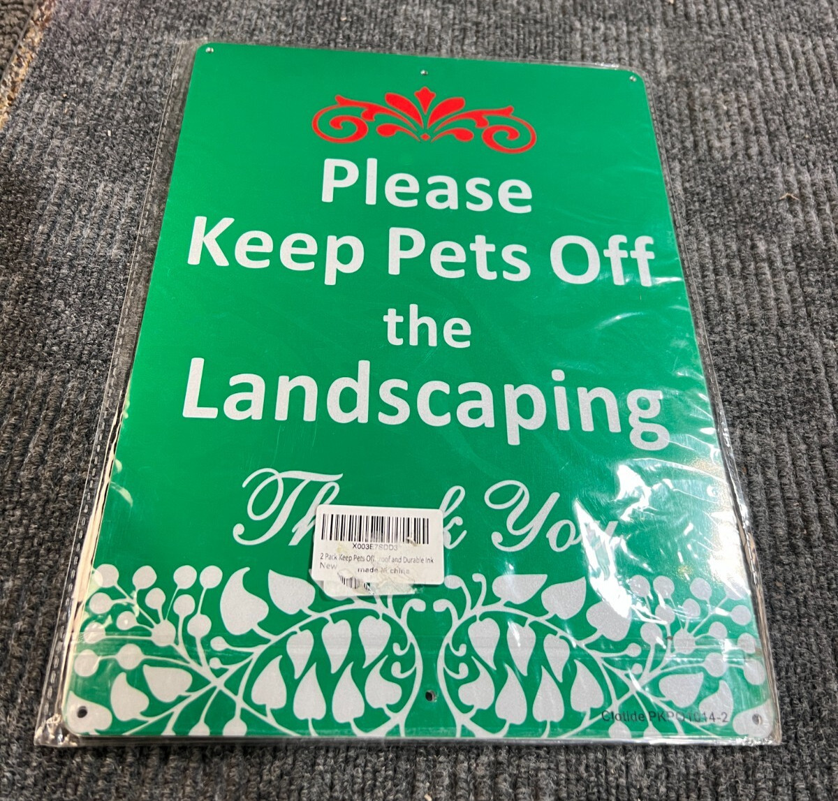 (QTY 12) Please Keep Pets Off The Landscaping Thank You Sign PKPO1014-2