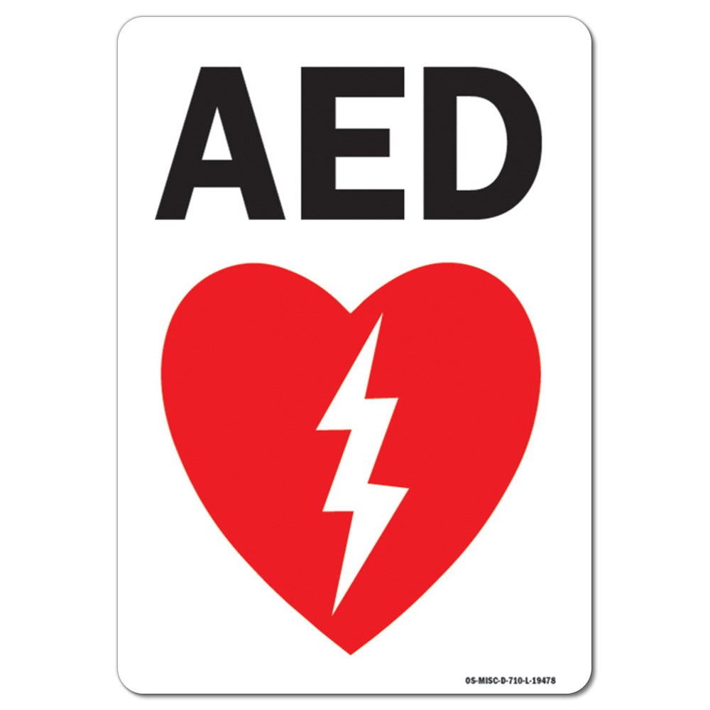 AED Sign (with graphic) OSHA ANSI Sign Metal Plastic Decal