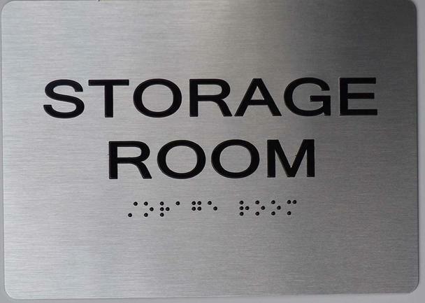 Storage Room Sign With Braille and Raised Letters (Aluminum, 5X7)-REF24-1027