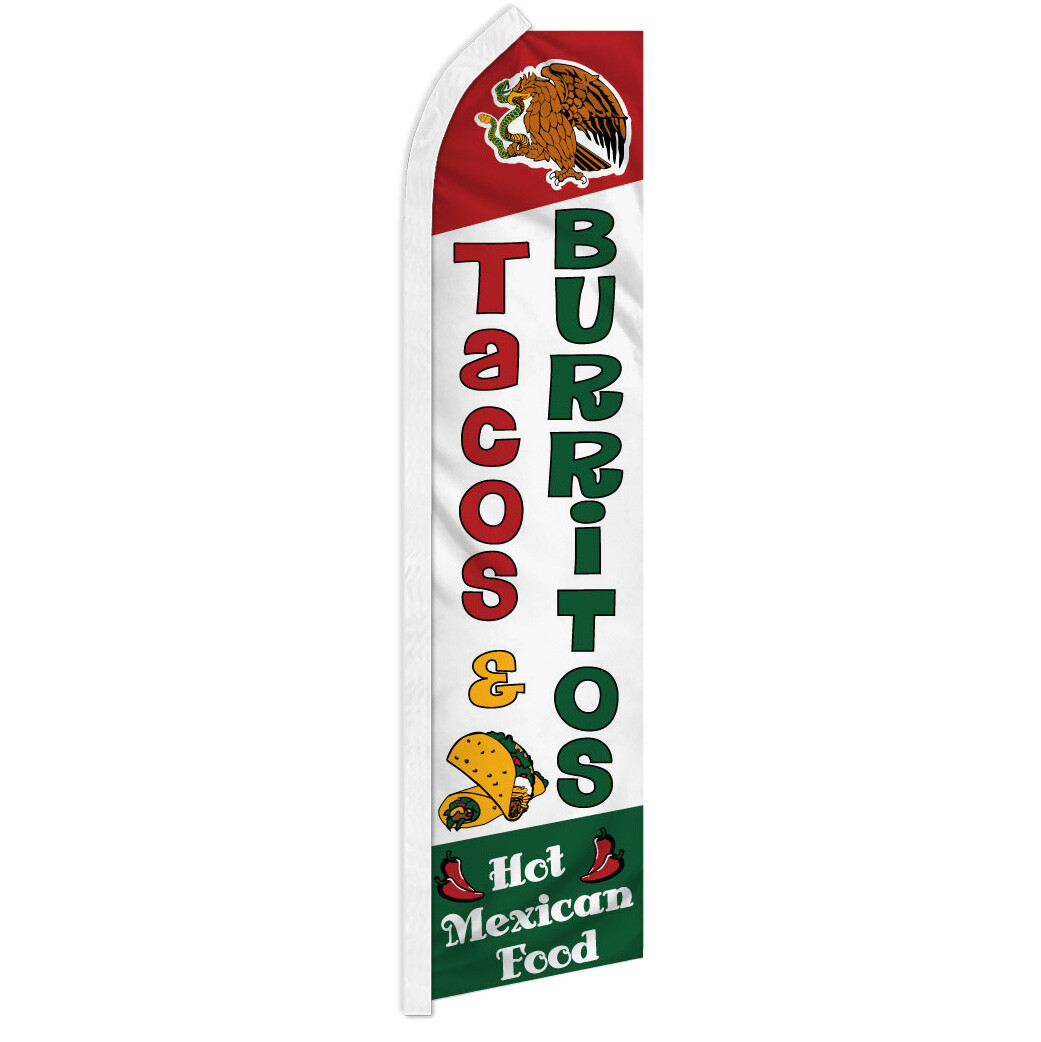Tacos & Burritos Swooper Feather Flutter Advertising Flag Mexican Food Flag