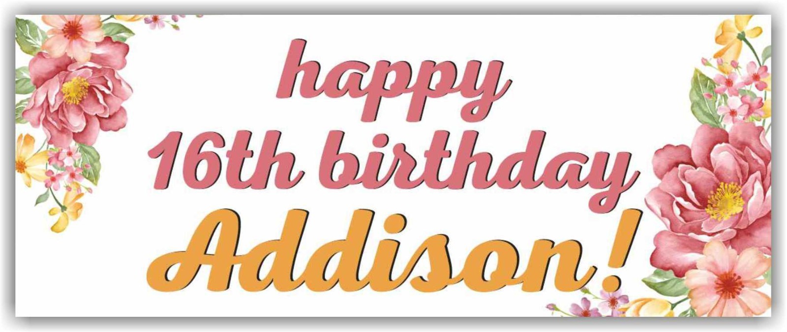 Happy 16th Birthday Advertising Banner Vinyl Sign Custom Name Text Event Holiday