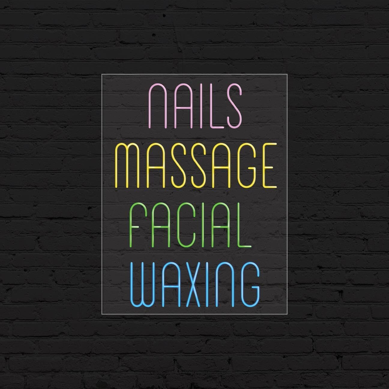 Nails Facial Waxing Massage Sign | LED Flex Neon | 24″W x 31″H x 1″D