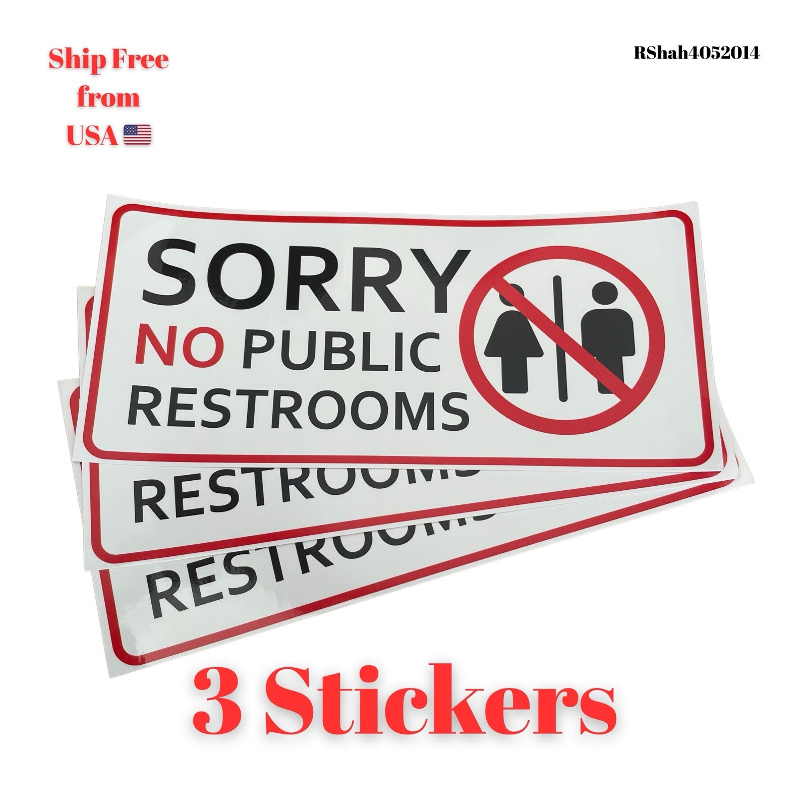 3 Stickers – Sorry No Public Restrooms 8.75” x 4” inch Door Restaurant Decal