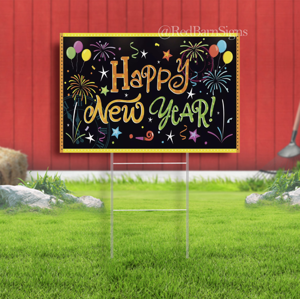 Happy New Year Background 2025 New Year’S Day yard sign New Year’S Eve