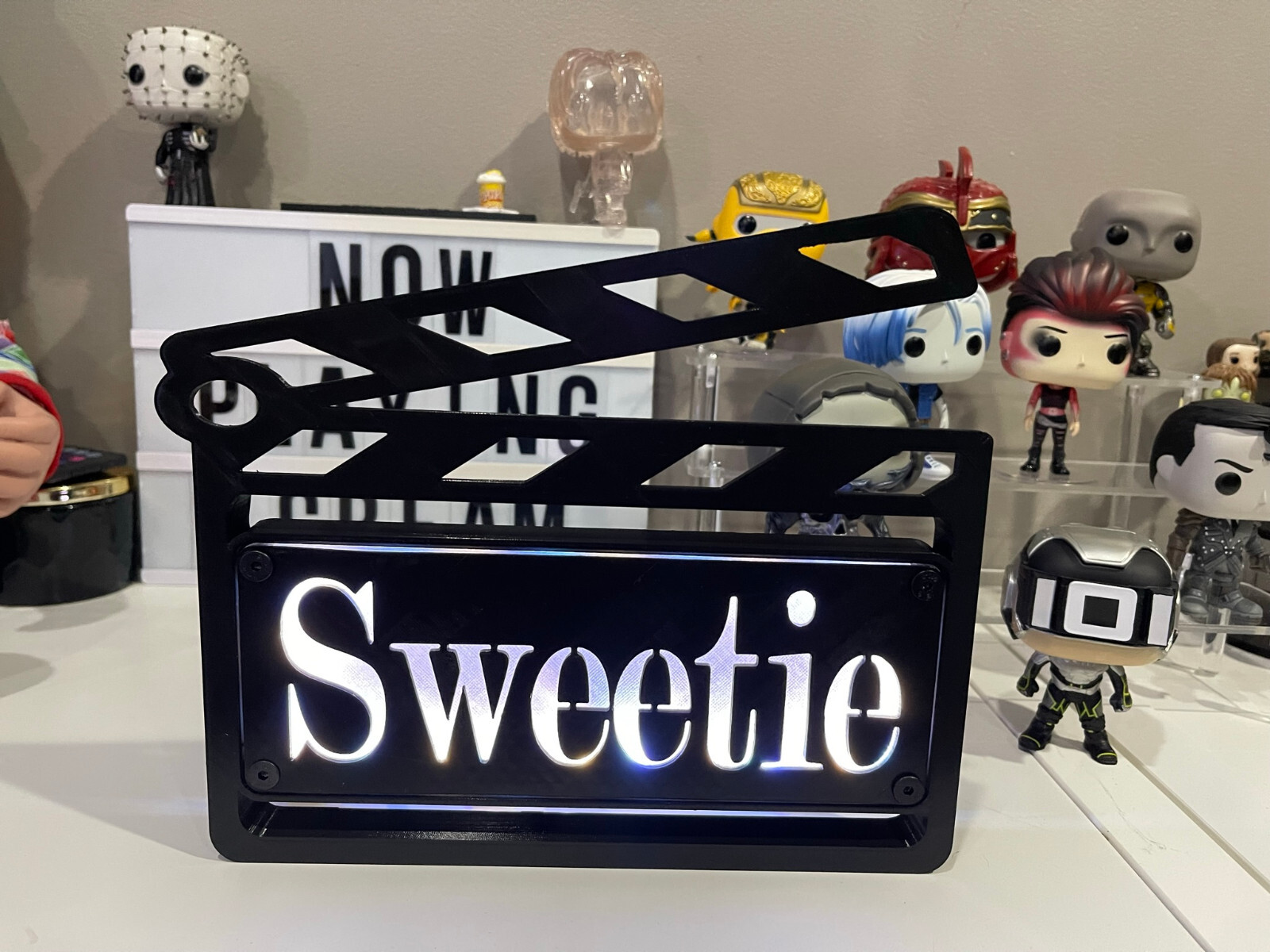 Custom MultiColor LED Clapboard Movie Sign With Remote – Add Any Name You Want,