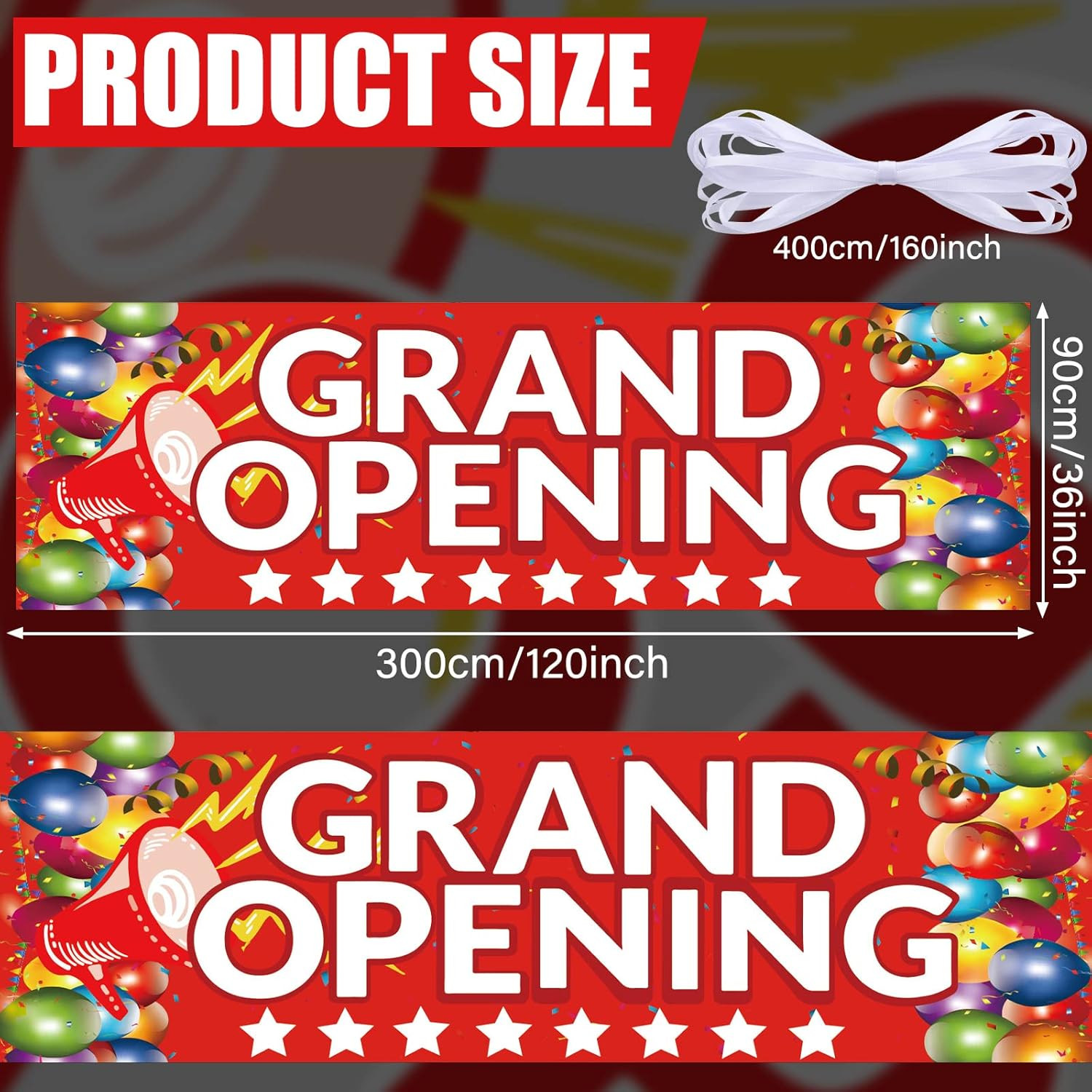 Grand Opening Banner, 3 X 10 Ft New Store Grand Opening Sign and Rope, Oxford Cl
