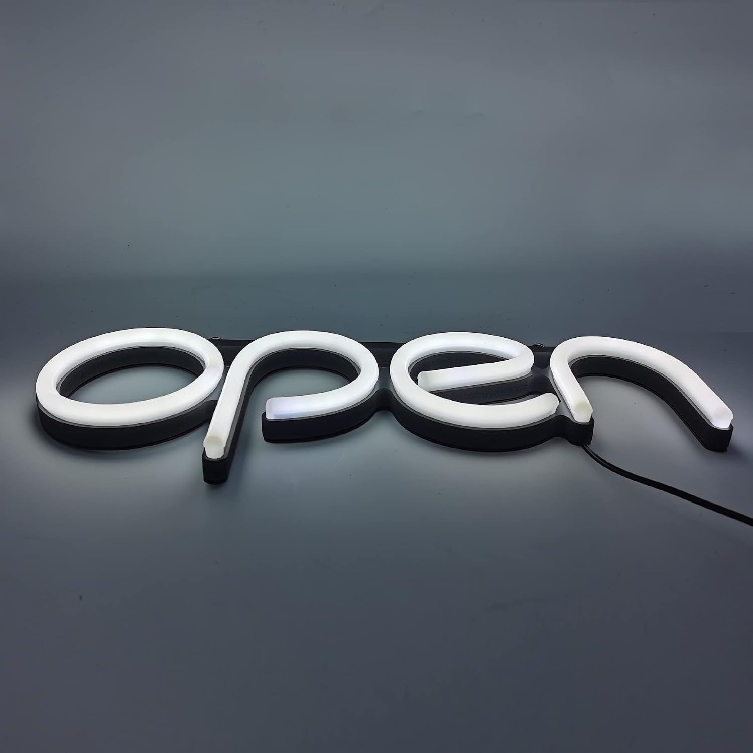Neon Open Sign for Business, LED Lighted, 16×6 inch – White