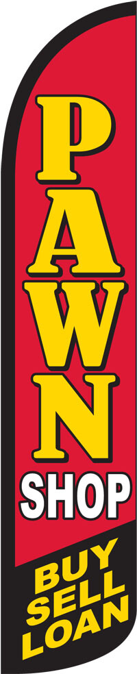 Pawn Shop 15′ Tall Windless Swooper Feather Banner Flag & Pole Kit
