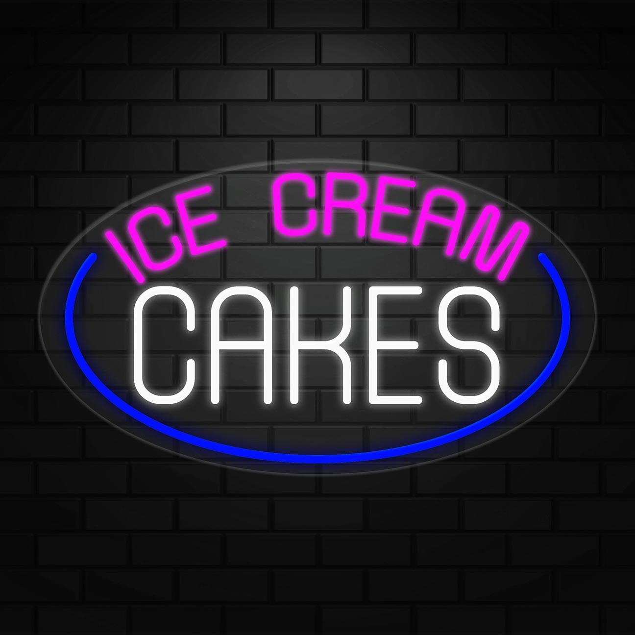 Ice Cream Cakes Sign for Business Displays | LED Flex Neon | 30″W x 17″H x 1″D