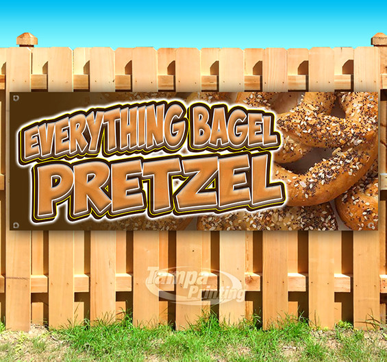 EVERYTHING BAGEL PRETZEL Advertising Vinyl Banner Flag Sign Many Sizes FAIR FOOD