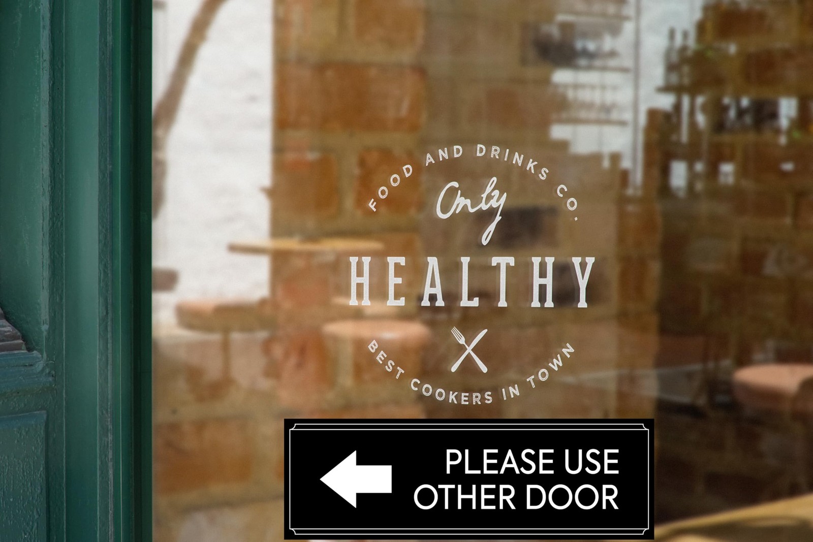 Please Use Other Door Sign 2-Pack â€“ Left & Right Arrow Vinyl Stickers 8.5×2.7