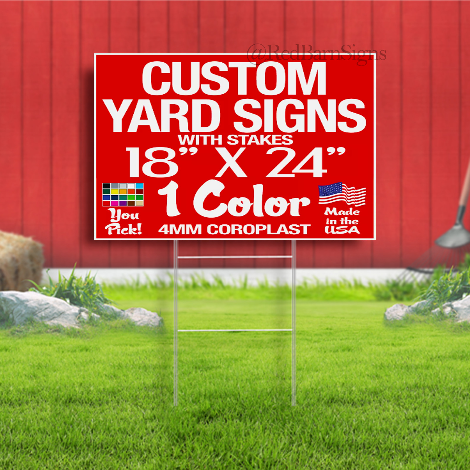 18×24 One Color Yard Signs Custom Single Sided (18″x 24″)