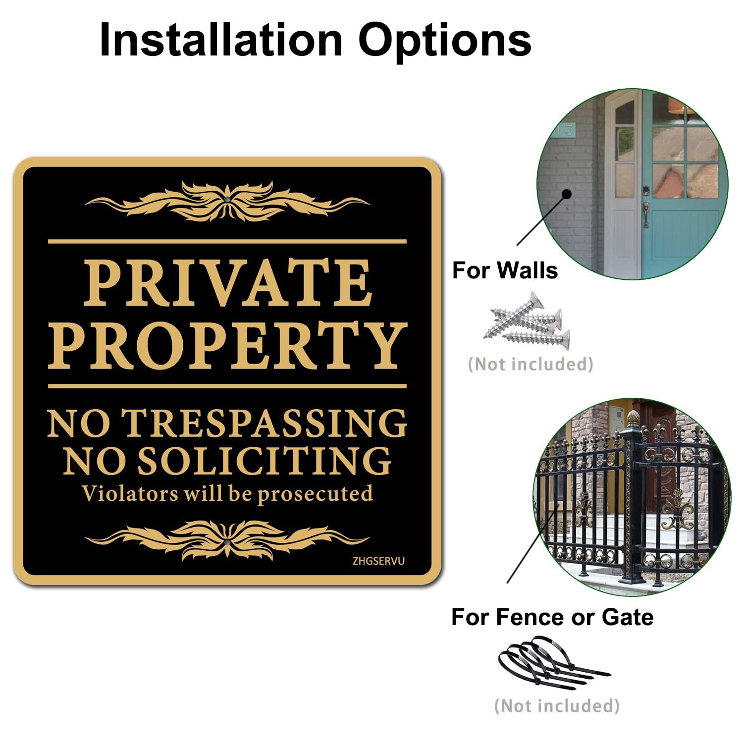 No Trespassing Signs Private Property No Soliciting Warning Sign 12” x 12”