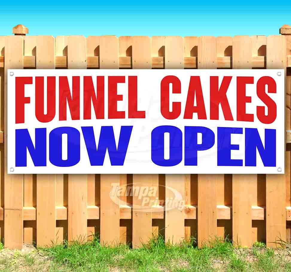 FUNNEL CAKES NOW OPEN Advertising Vinyl Banner Flag Sign Many Sizes