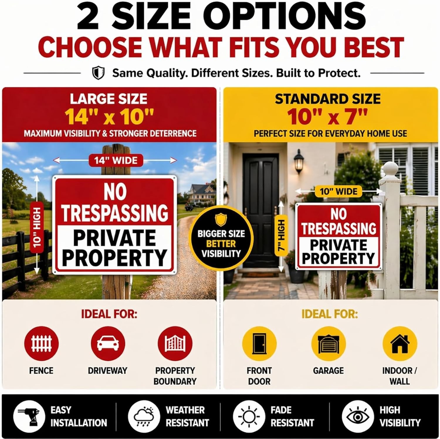 Large No Trespassing Signs Private Property – 14×10 Inch 40 Mil Heavy Duty Al…