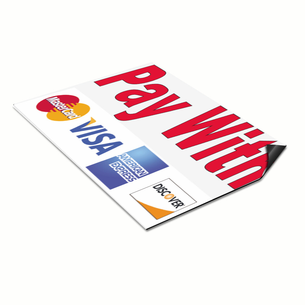 Car Magnet Set of 2 Pay with Visa Mastercard Red Car Advertising Industrial Sign