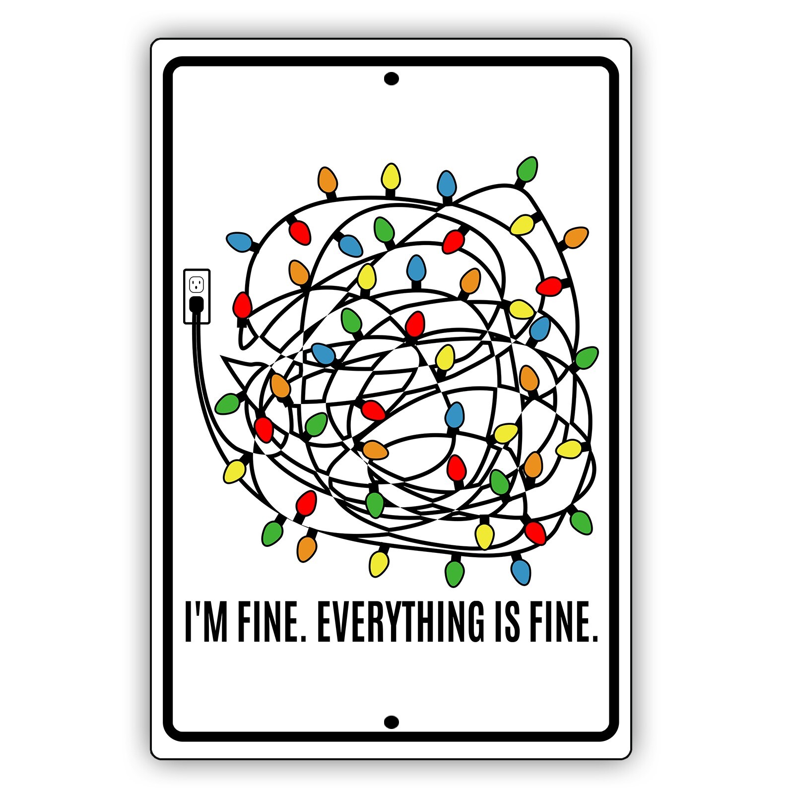 Christmas Sign I’m Fine Everything Is Fine Christmas Santa Claus Home Metal Sign