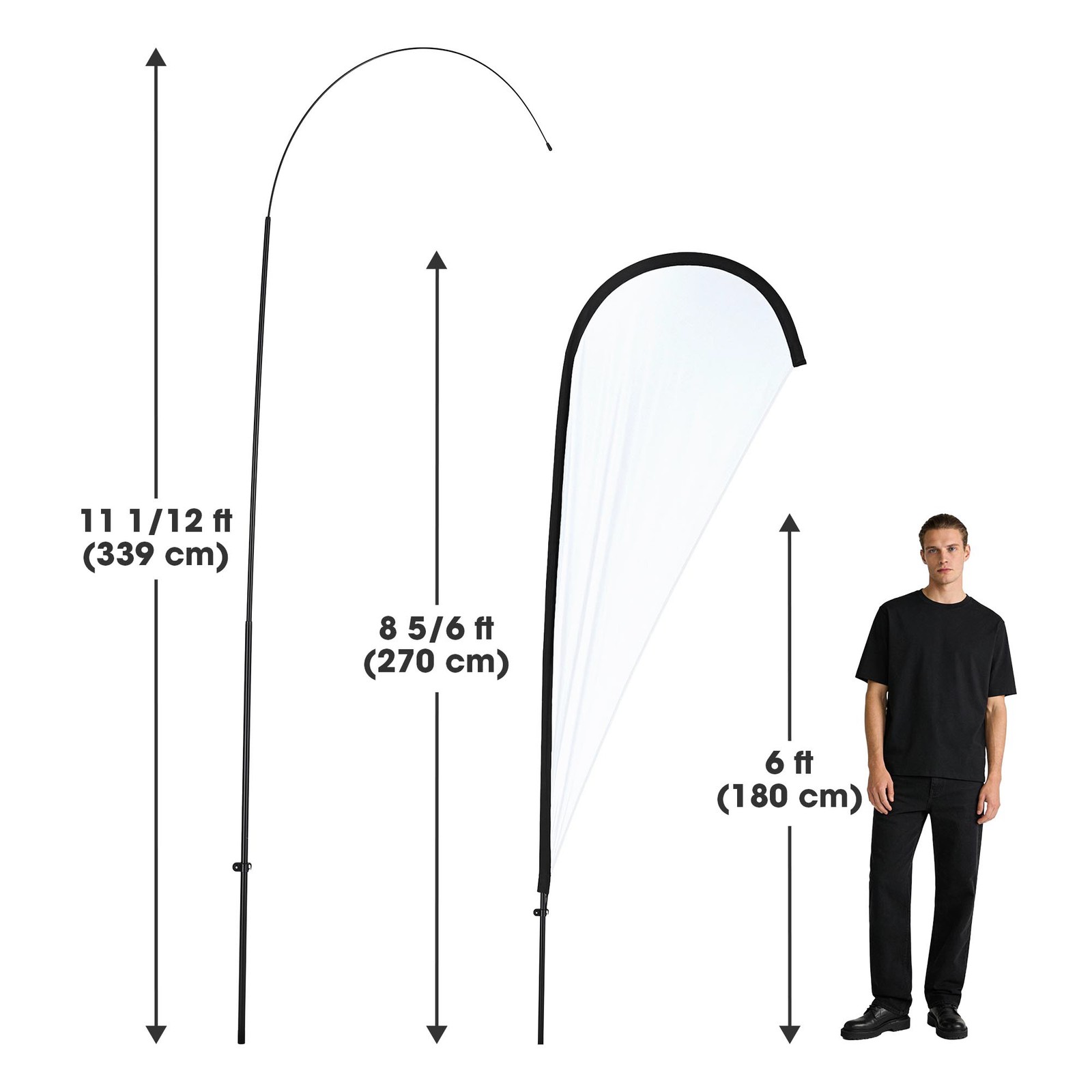 InstaHibit 10 Pack 11ft Teardrop Feather Flag Pole Kit with 20inch Ground Spike