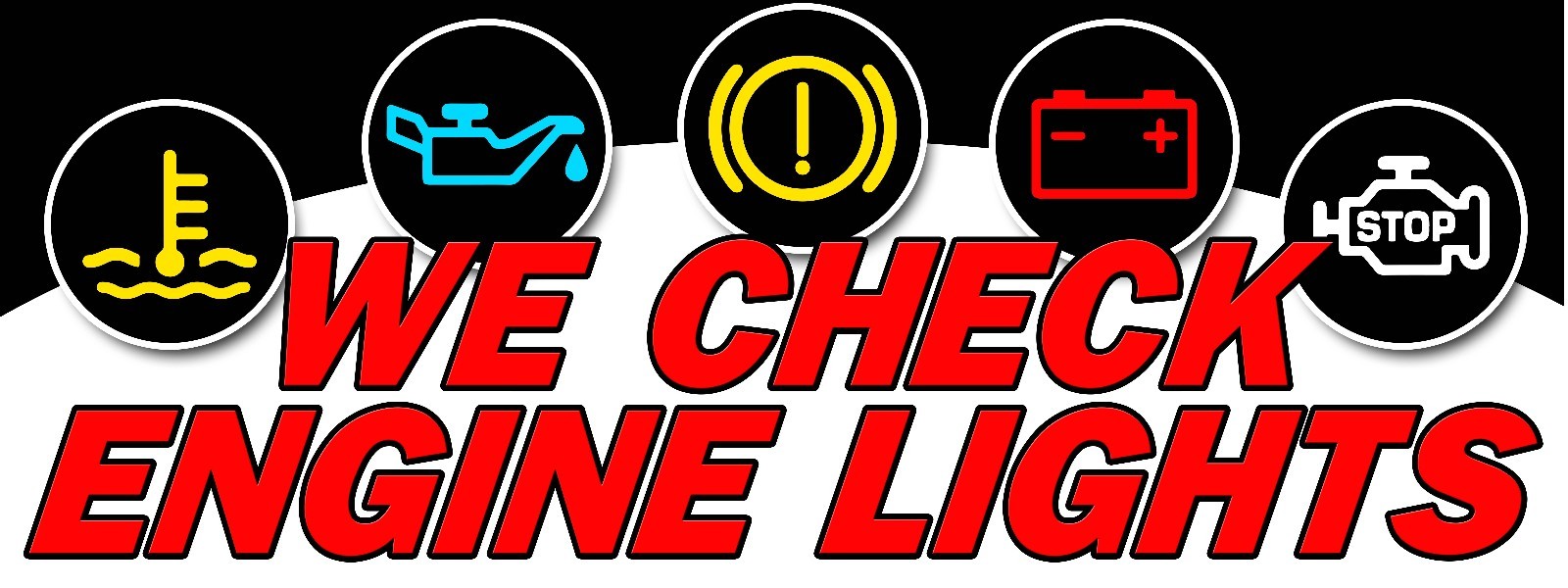Check Engine Lights Banner 24″x64″ Free Shipping & Customization, Ready to Hang!