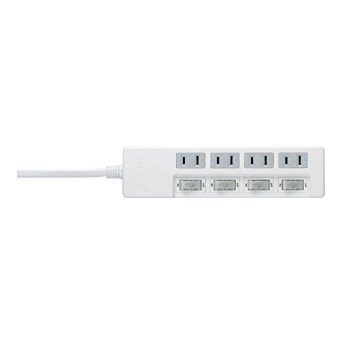 Buffalo BUFFALO 2-pin power strip with 4 outlets individual switches 3m cord