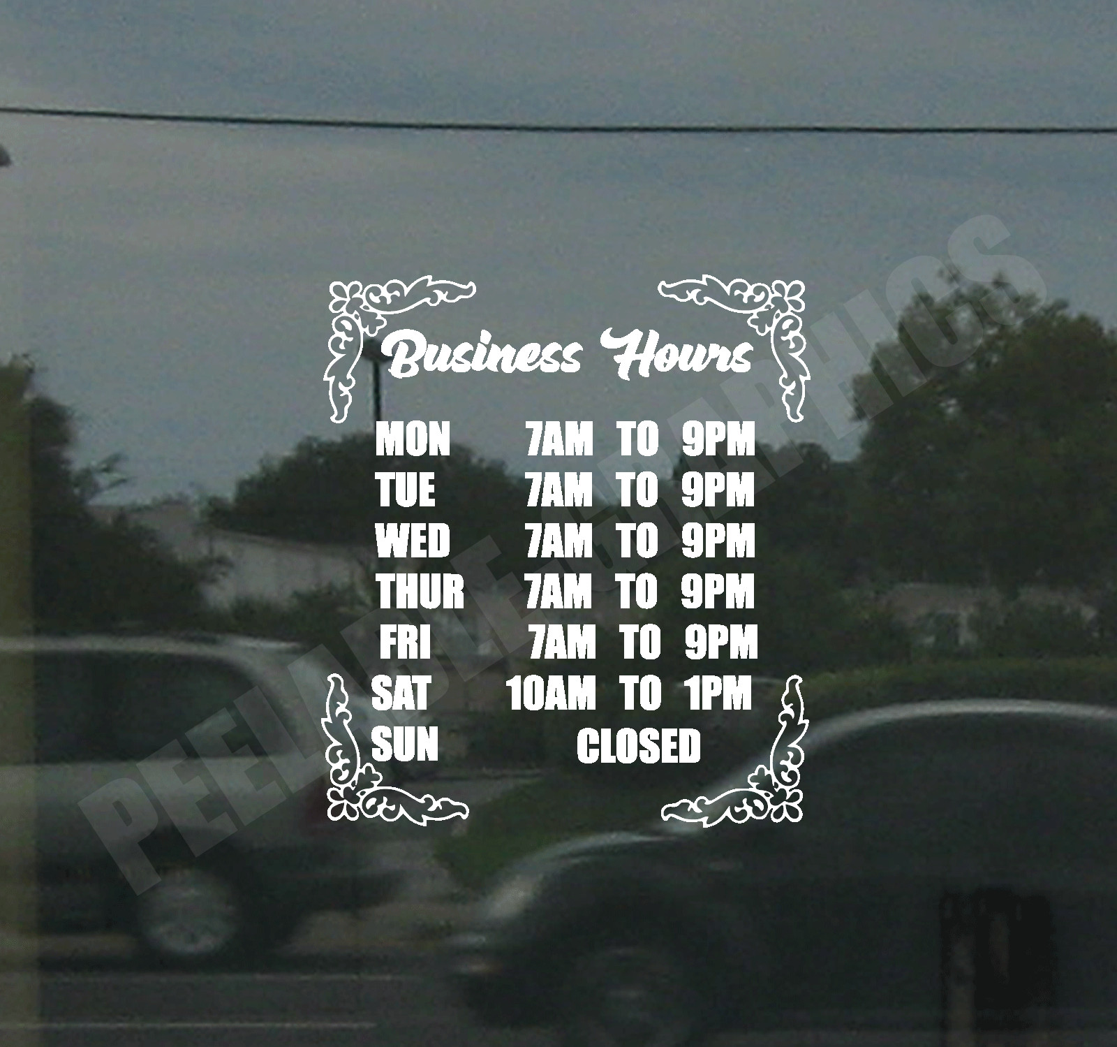 Custom Business Store Hours Sign Vinyl Decal Sticker Window Door Glass Style #5