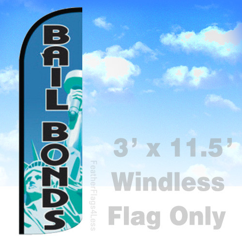 BAIL BONDS – Windless Swooper Flag Feather Banner Sign 3’x11.5′ bq