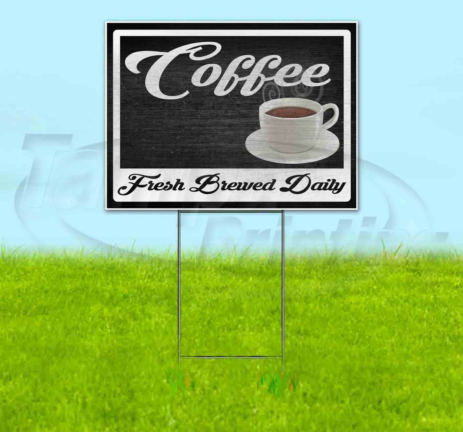 COFFEE FRESH BREWED DAILY 18×24 Yard Sign Corrugated Plastic Bandit Lawn USA