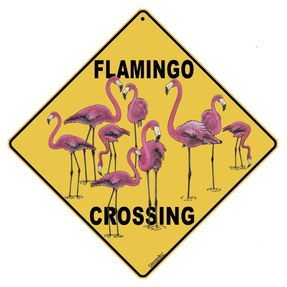 CROSSWALKS Flamingo Crossing 12″ X 12″ Aluminum Sign (X33)