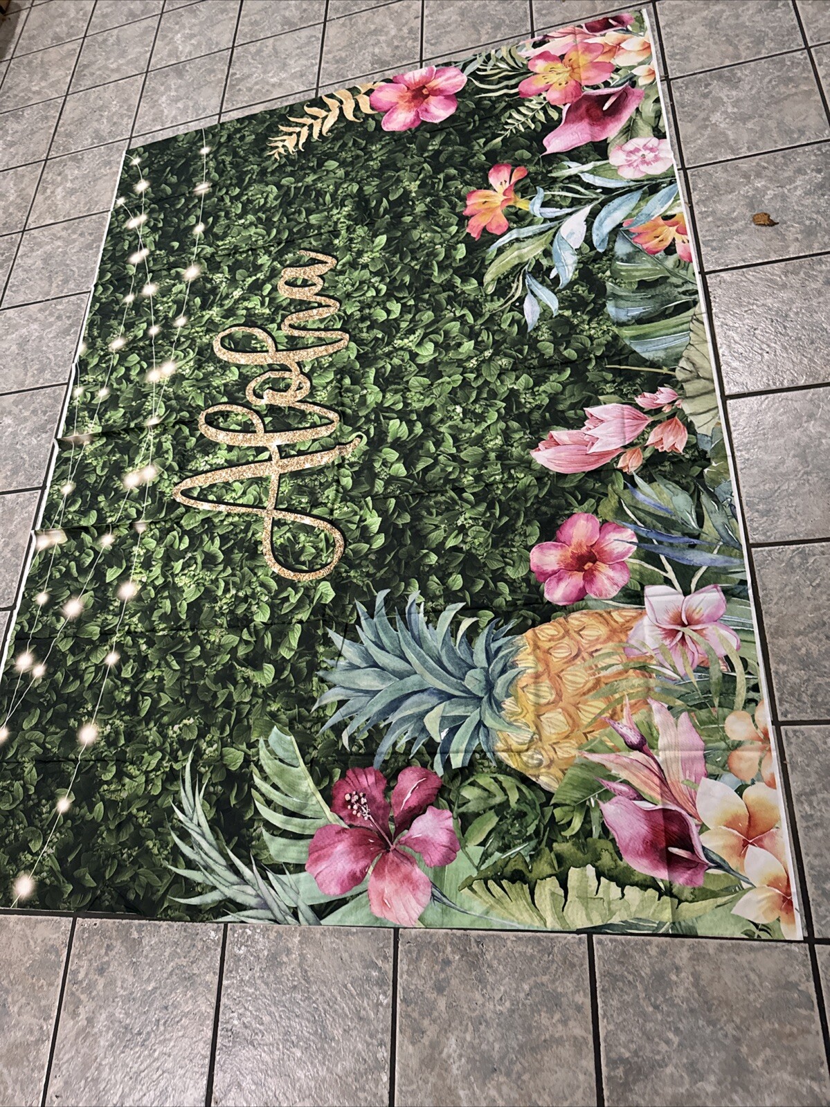 Large Colorful “Aloha” Cloth Wall Hanging 5’x7’