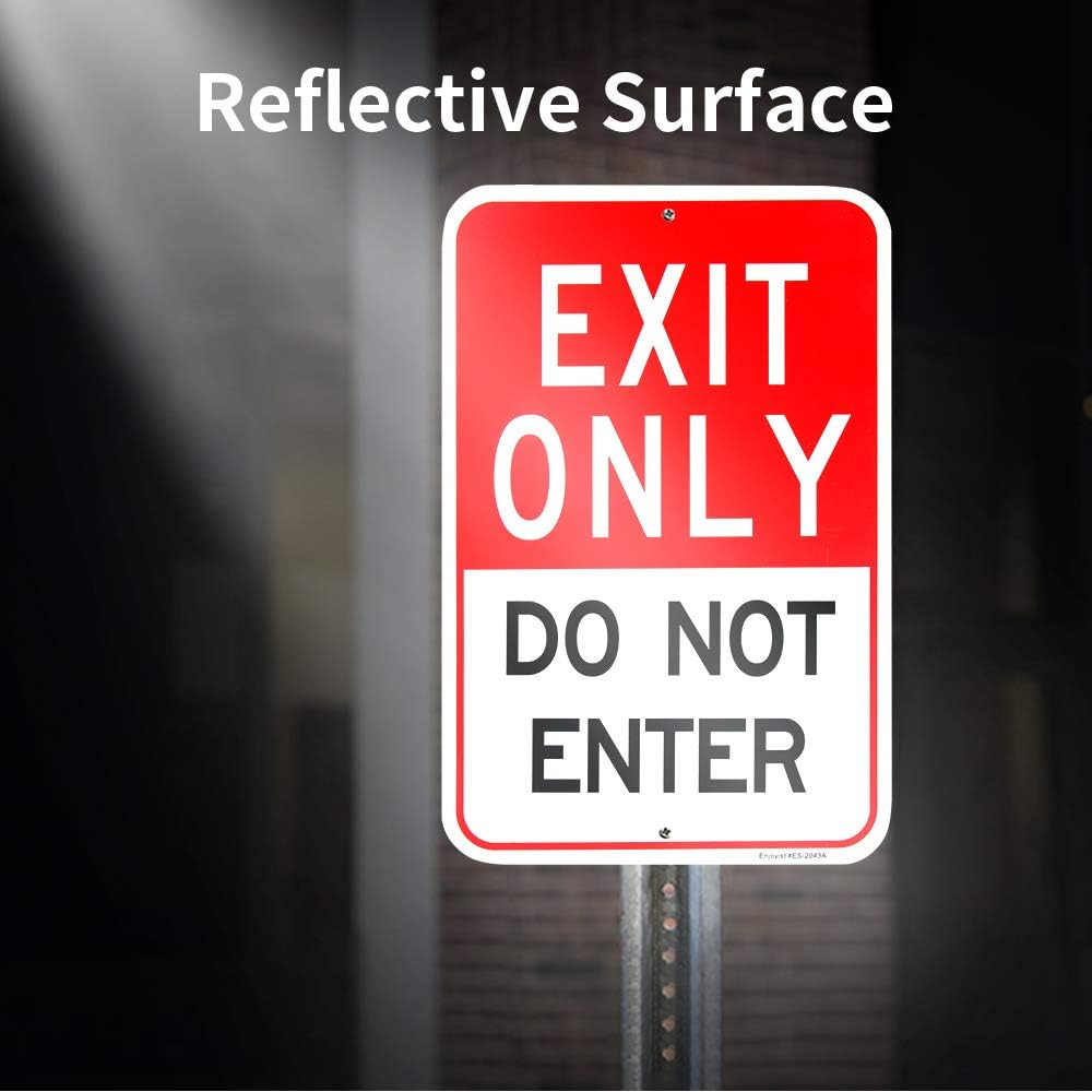 Large Exit Only Do Not Enter Sign, 18″x 12″ .04″ Aluminum Reflective Sign Rust F