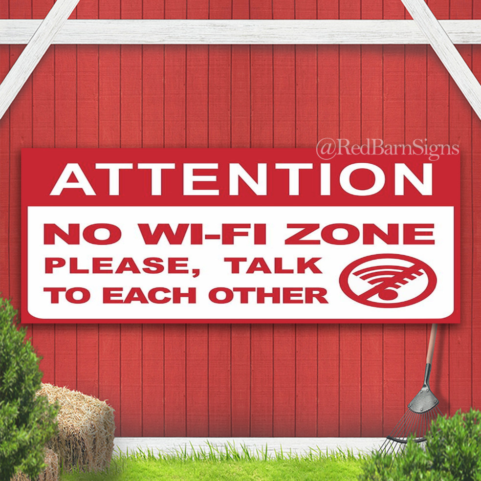 Attention No Wi-Fi Zone Please Talk Indoor Outdoor Banner Sign with grommets