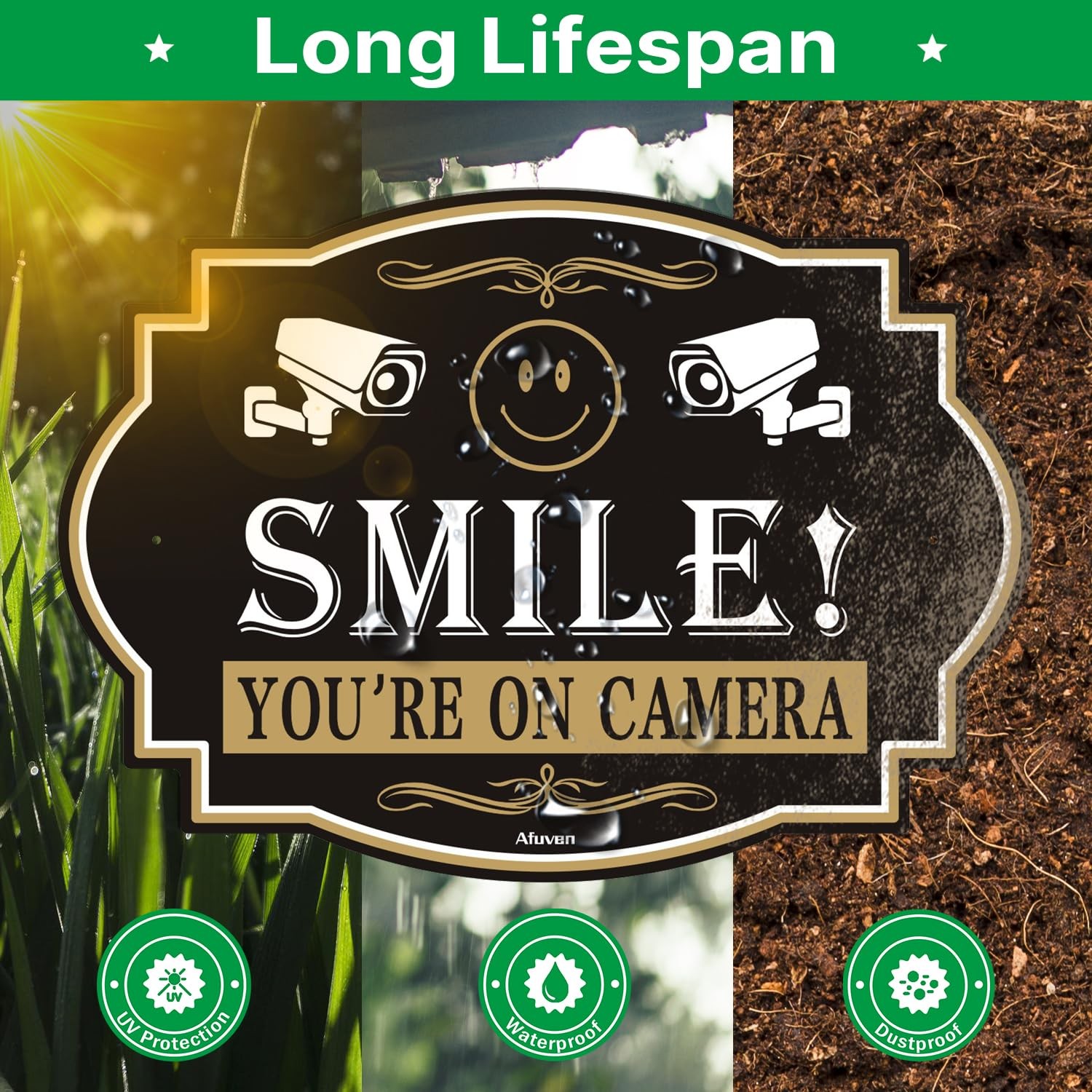 Smile You’re On Camera Signs Video Surveillance 10” x 7” Security for Home Famil