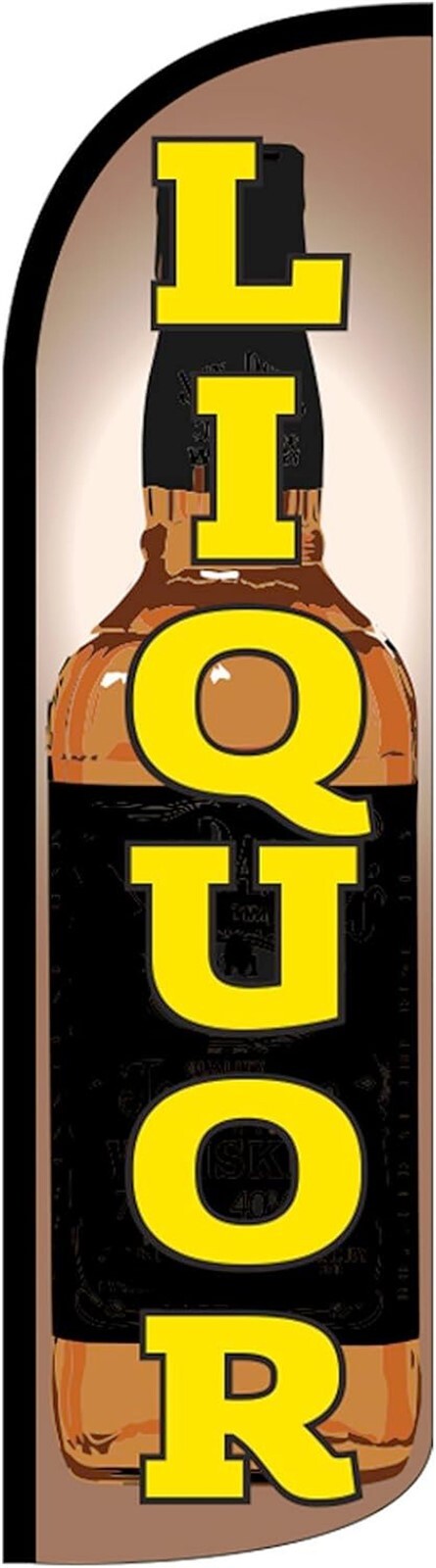 Liquor with Bottle Swooper Flag Only Windless 3′ X 11.5′ Sign Banner SF-B20