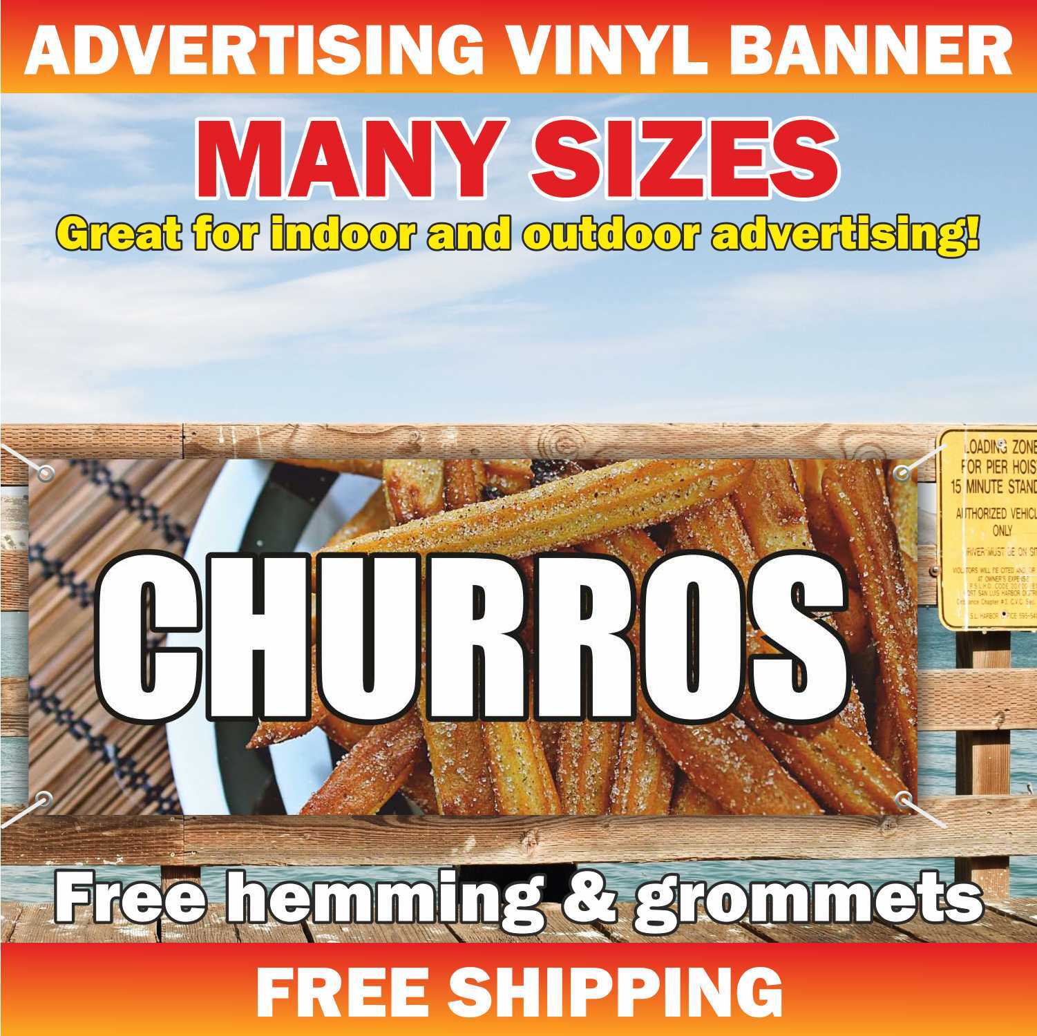 CHURROS Advertising Banner Vinyl Mesh Sign mexican food dessert taco burrito