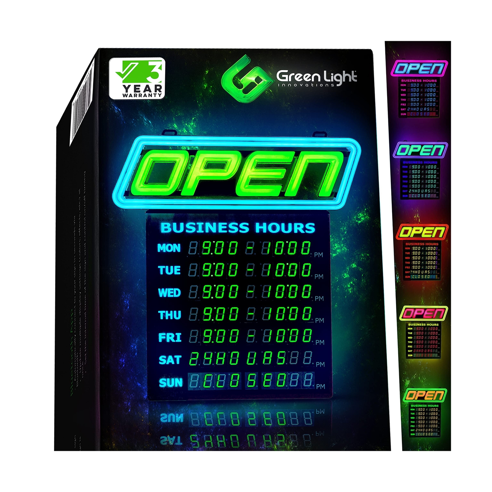 GLI Led Open Sign with Business Hours – Stand Out with 1000’s Color Combos to…