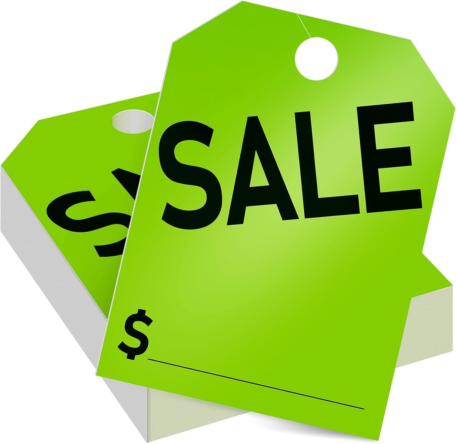 100Pack Sale Tags Car Sale Sign Dealer Mirror Hang Tags 8.5 x 11.8 Inches(Green)