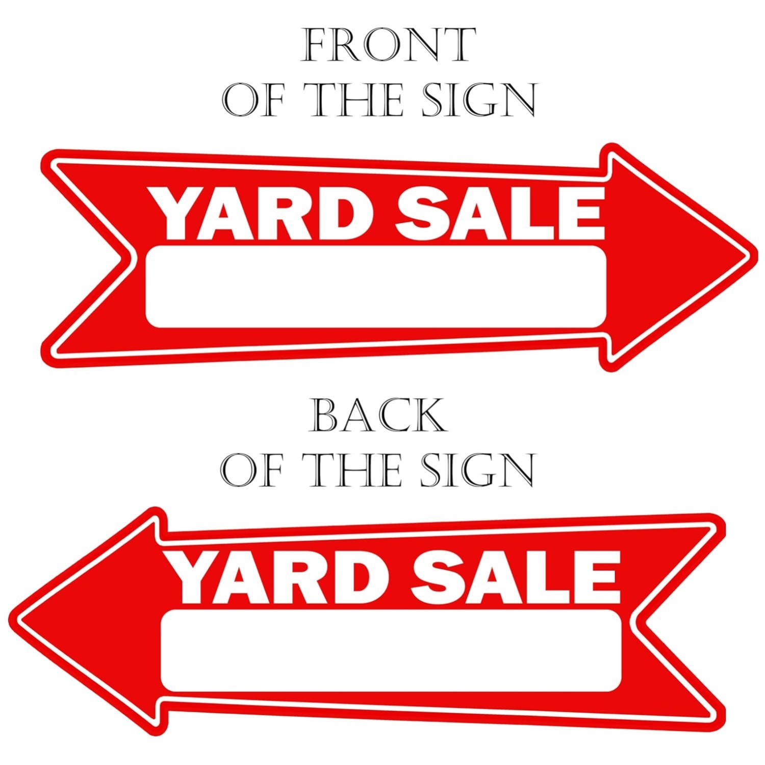 Large Yard Sale Arrows – Double Sided Sign With Stake – Red