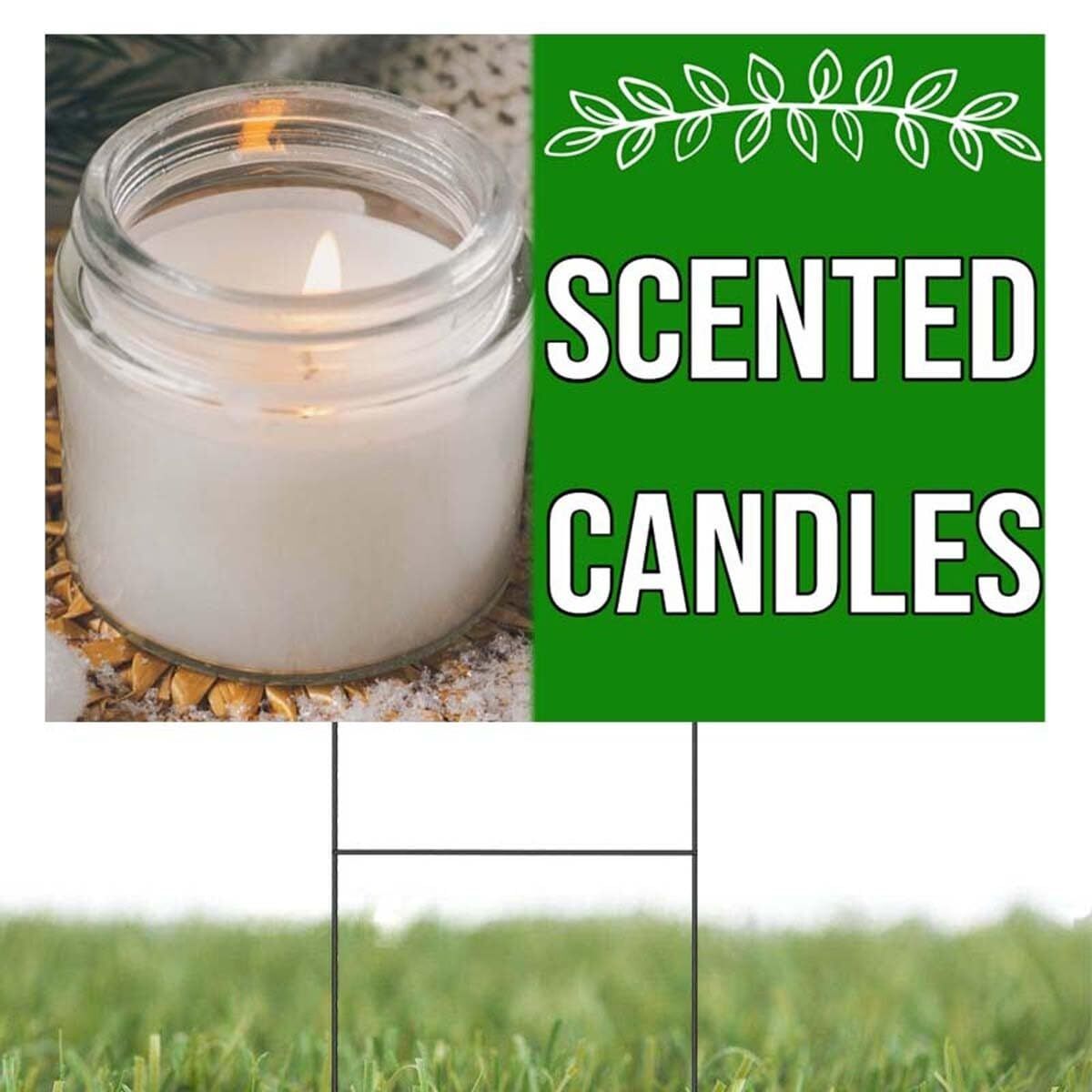 Scented Candles | Sidewalk Yard Sign with Metal Stakes | 24″w x 18″h