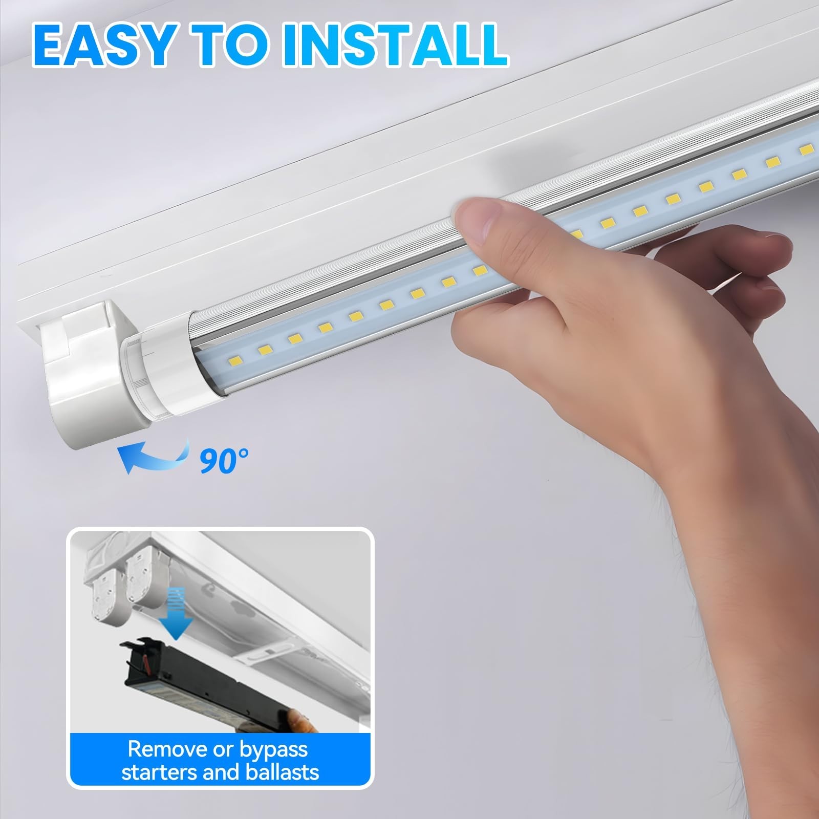 28W LED Tube Lights 4-Pack, 360° R17D/HO Base, 3.5ft for Double-Sided Signs, 600