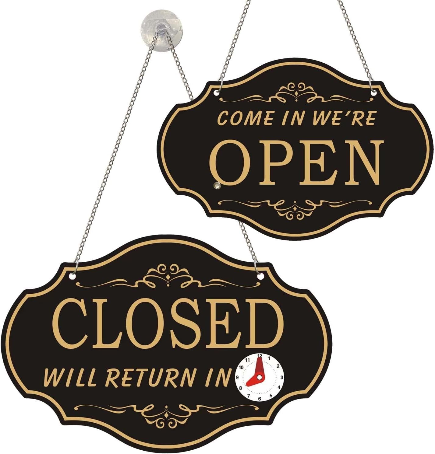 Open Signs For Business, Plastic Open Sign, Double Sides with “Will Return” C…