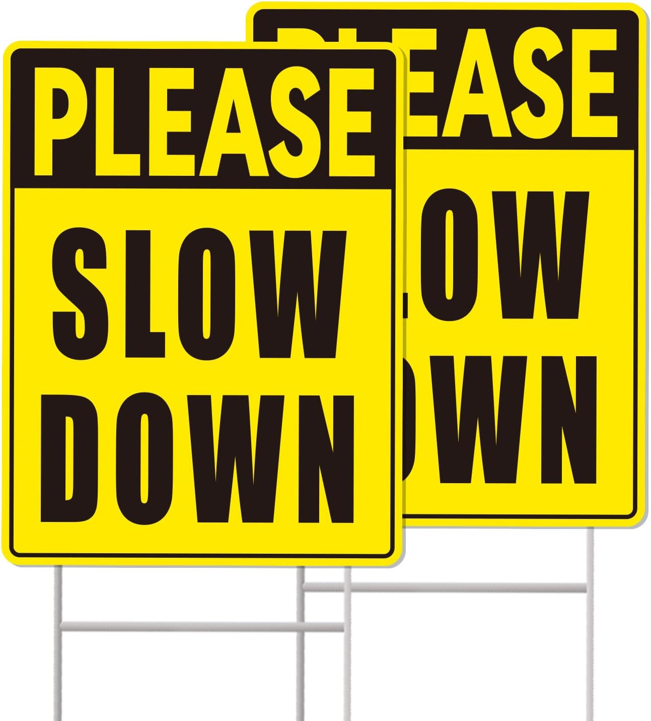 2-Pack Slow Down Signs 17″x13″ Corrugated Plastic Stakes | Slow down kids at pla