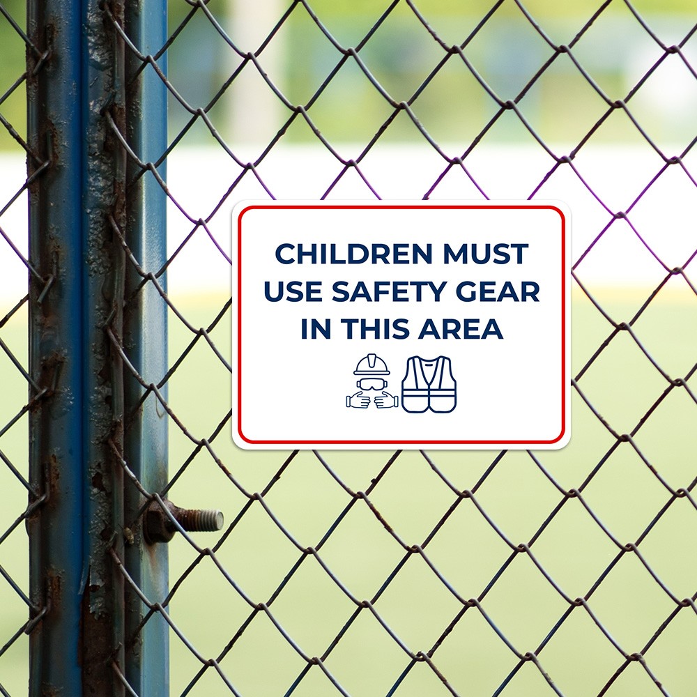 Classic Framed Plus Children Must Use Safety Gear In This Area Door or Wall Sign